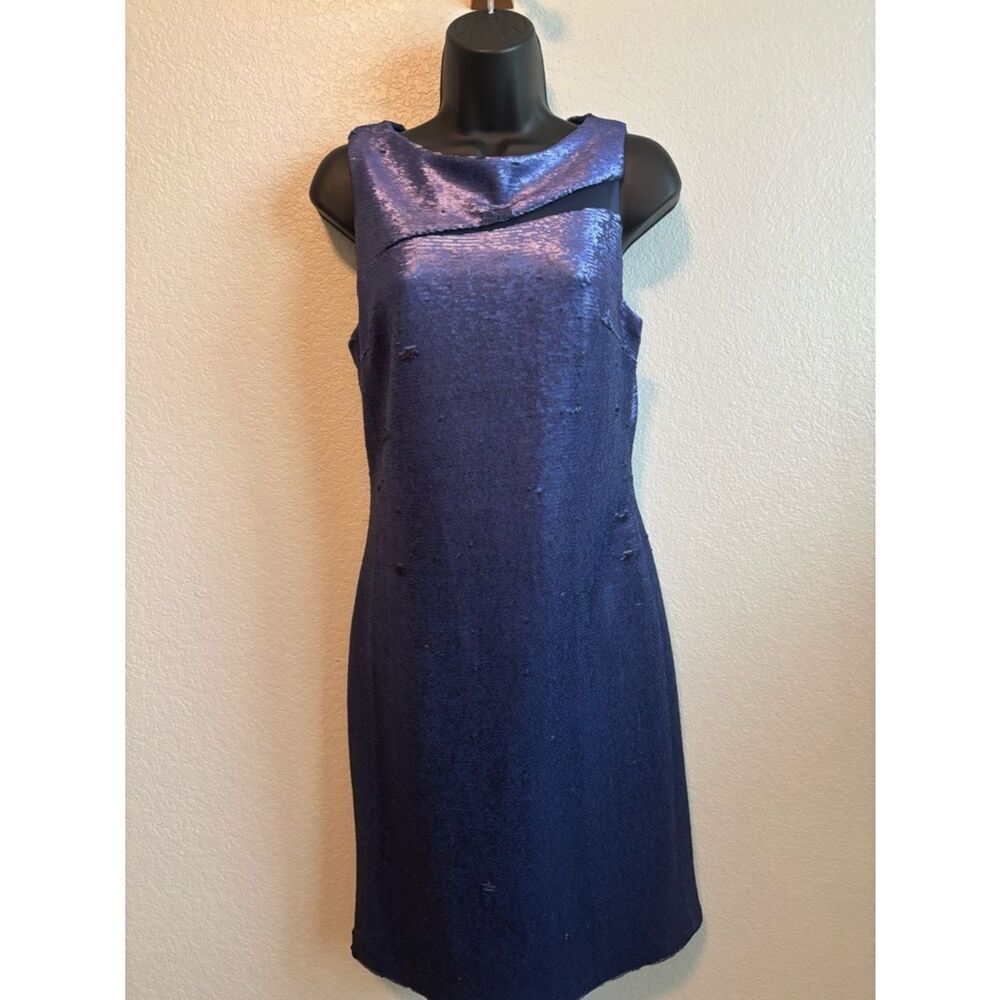 julia jordan Metallic Black/Blue Sheen Sleeveless Mini Dress